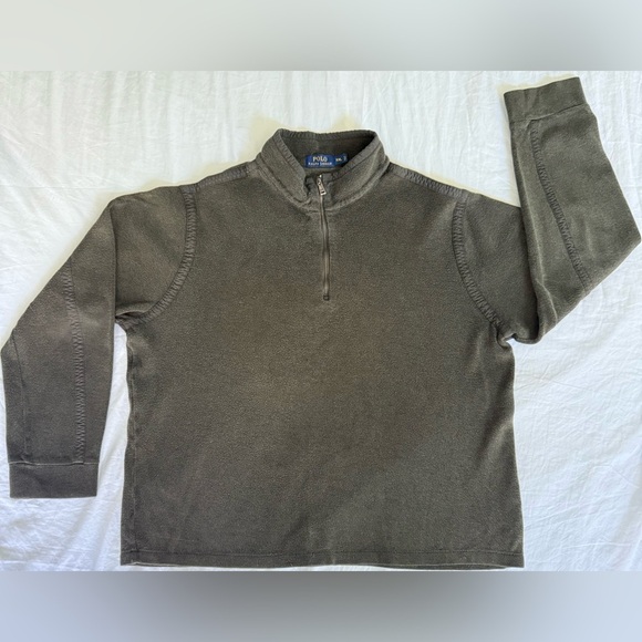 Polo Ralph Lauren Men’s XXL Quarter Zip Mock Neck Pullover Olive Green Cotton - Picture 5 of 10